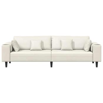 Samt Sofa mit Kissen mit Kissen Cremefarben 208 cm Samt