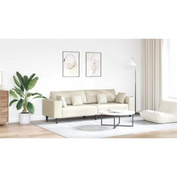 Samt Sofa mit Kissen mit Kissen Cremefarben 208 cm Samt