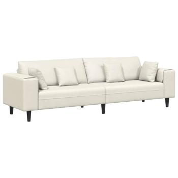 Samt Sofa mit Kissen mit Kissen Cremefarben 208 cm Samt