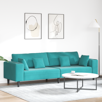 Samt Sofa mit Kissen mit Kissen Türkis 208 cm Samt
