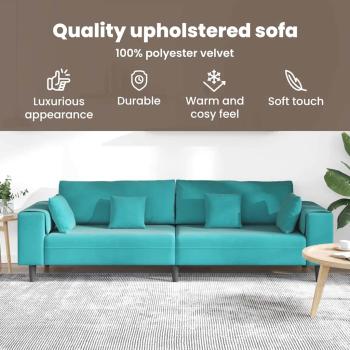 Samt Sofa mit Kissen mit Kissen Türkis 208 cm Samt