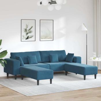 ARDEBO.de - Samt Sofa mit Kissen mit Kissen 3 pcs Blau 208 cm Samt