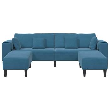 Samt Sofa mit Kissen mit Kissen 3 pcs Blau 208 cm Samt