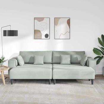 Samt Sofa mit Kissen mit Kissen 3 pcs Hellgrau 208 cm Samt