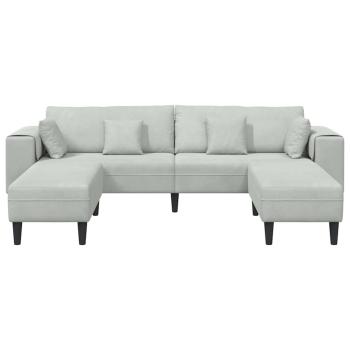 Samt Sofa mit Kissen mit Kissen 3 pcs Hellgrau 208 cm Samt