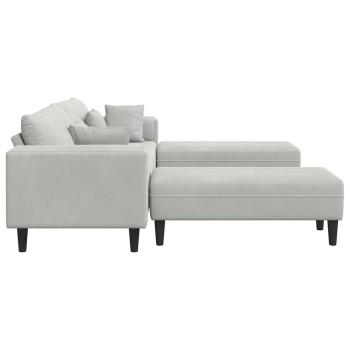 Samt Sofa mit Kissen mit Kissen 3 pcs Hellgrau 208 cm Samt