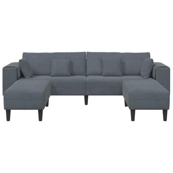 Samt Sofa mit Kissen mit Kissen 3 pcs Dunkelgrau 208 cm Samt