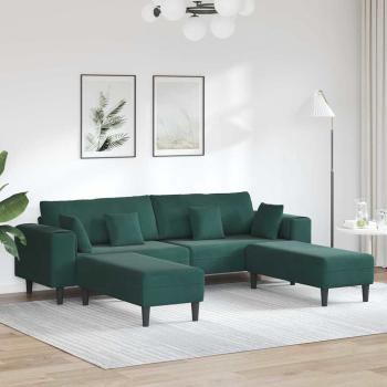 ARDEBO.de - Samt Sofa mit Kissen mit Kissen 3 pcs Dunkelgrün 208 cm Samt