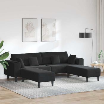 ARDEBO.de - Samt Sofa mit Kissen mit Kissen 3 pcs Schwarz 208 cm Samt