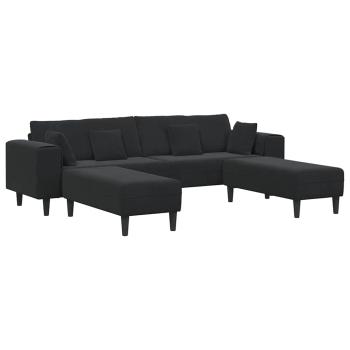 Samt Sofa mit Kissen mit Kissen 3 pcs Schwarz 208 cm Samt