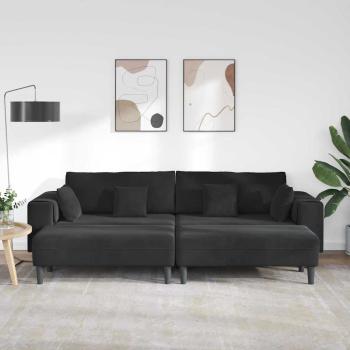 Samt Sofa mit Kissen mit Kissen 3 pcs Schwarz 208 cm Samt