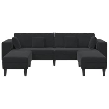 Samt Sofa mit Kissen mit Kissen 3 pcs Schwarz 208 cm Samt