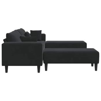 Samt Sofa mit Kissen mit Kissen 3 pcs Schwarz 208 cm Samt