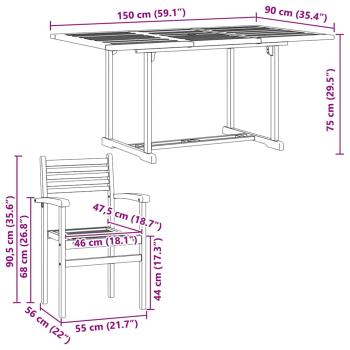 Garten Essgruppe 7 pcs Braun Massives Teakholz
