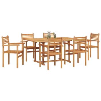 Garten Essgruppe 7 pcs Braun Massives Teakholz