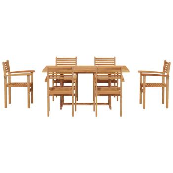 Garten Essgruppe 7 pcs Braun Massives Teakholz