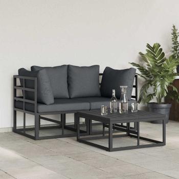 Garten-Sofa-Set 3 pcs Schwarz 70 x 70 x 32 cm Aluminium