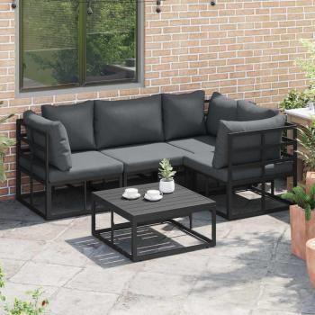 Garten-Sofa-Set 4 pcs Schwarz 213 x 143 x 71 cm Aluminium