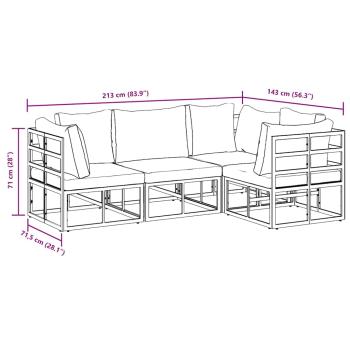 Garten-Sofa-Set 4 pcs Schwarz 213 x 143 x 71 cm Aluminium