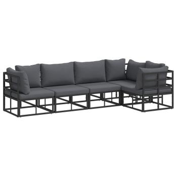 ARDEBO.de - Garten-Sofa-Set 5 pcs Schwarz 283 x 143 x 71 cm Aluminium