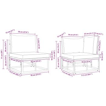 Gartensofa-set mit Kissen 5 pcs Schwarz Aluminium