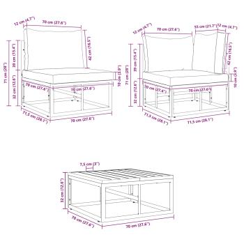 Gartensofa-set mit Kissen 6 pcs Schwarz Aluminium