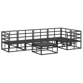 Gartensofa-set mit Kissen 6 pcs Schwarz Aluminium