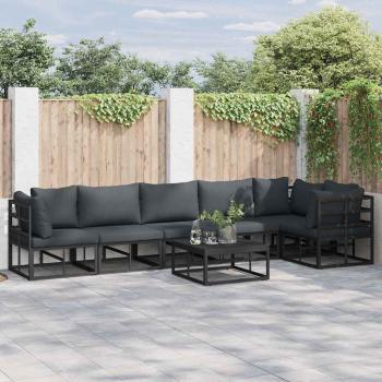 ARDEBO.de - Garten-Sofa-Set 6 pcs Schwarz 70 x 70 x 32 cm Aluminium