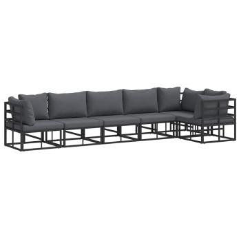 Garten-Sofa-Set 6 pcs Schwarz 70 x 70 x 32 cm Aluminium