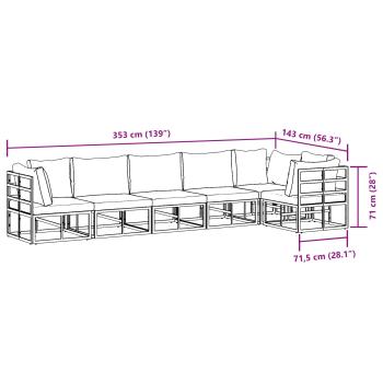 Gartensofa-set mit Kissen 6 pcs Schwarz Aluminium