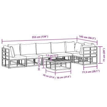 Garten-Sofa-Set 7 pcs Schwarz 70 x 70 x 32 cm Aluminium