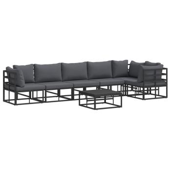 Garten-Sofa-Set 7 pcs Schwarz 70 x 70 x 32 cm Aluminium
