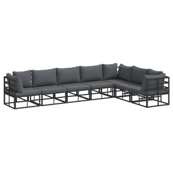 ARDEBO.de - Garten-Sofa-Set 7 pcs Schwarz 70 x 70 x 32 cm Aluminium