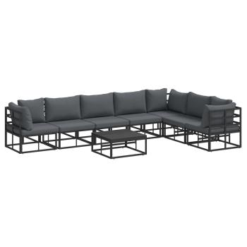 ARDEBO.de - Garten-Sofa-Set 8 pcs Schwarz 70 x 70 x 32 cm Aluminium
