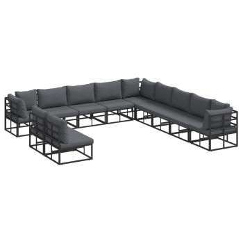 Garten-Sofa-Set 11 pcs Schwarz 70 x 70 x 32 cm Aluminium