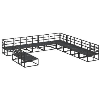 Garten-Sofa-Set 11 pcs Schwarz 70 x 70 x 32 cm Aluminium