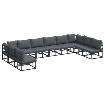 Garten-Sofa-Set 10 pcs Schwarz 423 x 211.5 x 71 cm Aluminium