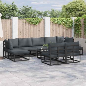 ARDEBO.de - Garten-Sofa-Set 10 pcs Schwarz 70 x 70 x 32 cm Aluminium