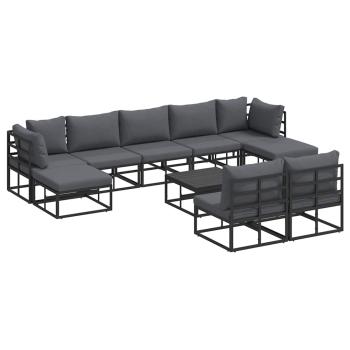 Garten-Sofa-Set 10 pcs Schwarz 70 x 70 x 32 cm Aluminium