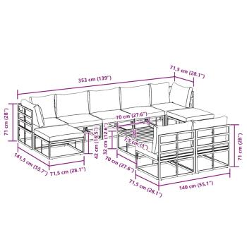Garten-Sofa-Set 10 pcs Schwarz 70 x 70 x 32 cm Aluminium