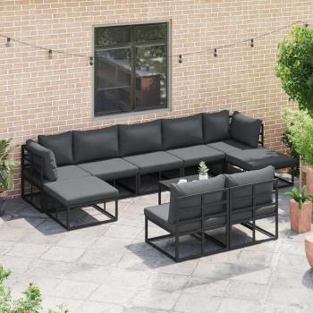 Garten-Sofa-Set 10 pcs Schwarz 70 x 70 x 32 cm Aluminium