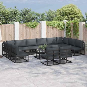 ARDEBO.de - Garten-Sofa-Set 12 pcs Schwarz 423 x 211,5 x 71 cm Aluminium