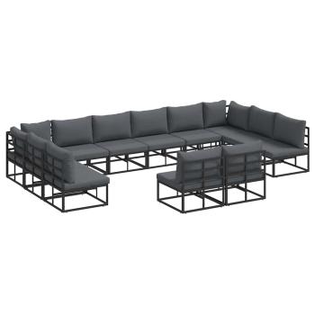 Garten-Sofa-Set 12 pcs Schwarz 423 x 211,5 x 71 cm Aluminium