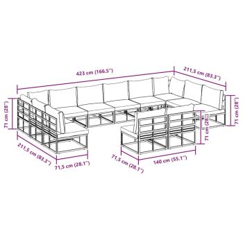 Garten-Sofa-Set 12 pcs Schwarz 423 x 211,5 x 71 cm Aluminium