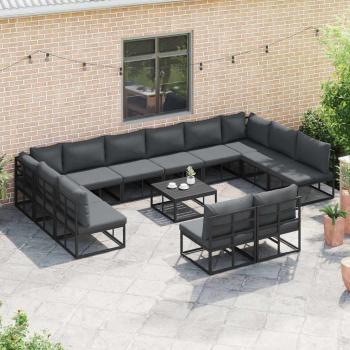 Garten-Sofa-Set 12 pcs Schwarz 423 x 211,5 x 71 cm Aluminium