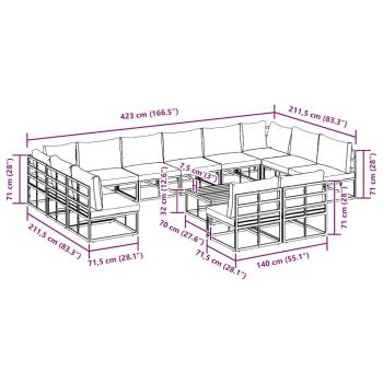 Garten-Sofa-Set 13 pcs Schwarz 70 x 70 x 32 cm Aluminium