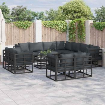 ARDEBO.de - Garten-Sofa-Set 11 pcs Schwarz 283 x 283 x 71 cm Aluminium