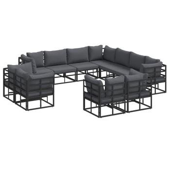 Garten-Sofa-Set 11 pcs Schwarz 283 x 283 x 71 cm Aluminium