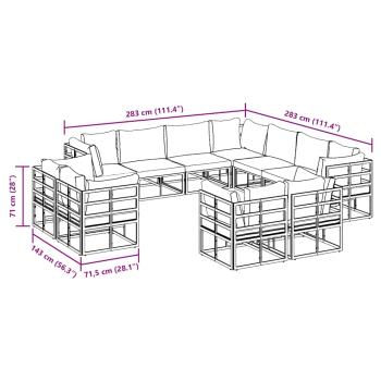 Garten-Sofa-Set 11 pcs Schwarz 283 x 283 x 71 cm Aluminium