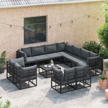 Garten-Sofa-Set 12 pcs Schwarz 70 x 70 x 32 cm Aluminium